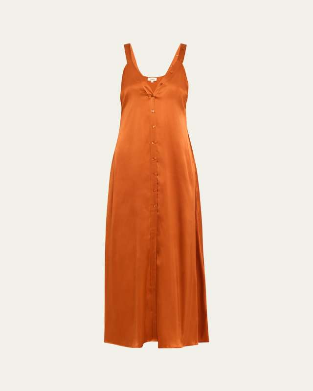 Kellen Button-Front Silk Maxi Dress